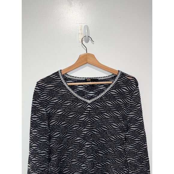 Maje Black V-Neck Long Sleeve Pullover Women's Sweater Size 2 (MEDIUM) - Picture 2 of 8